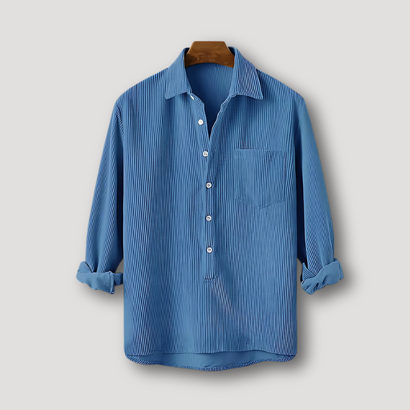 Long Sleeves Button Up Ribbed Blouse Men's Corduroy Shirt