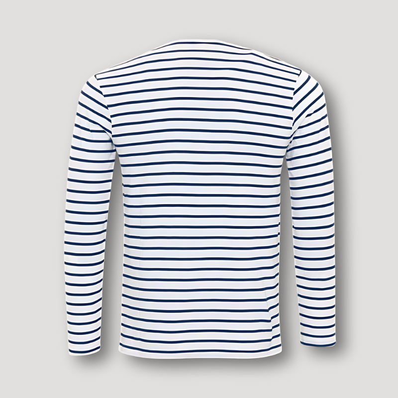 Vintage Blue Striped Henley Shirt Men