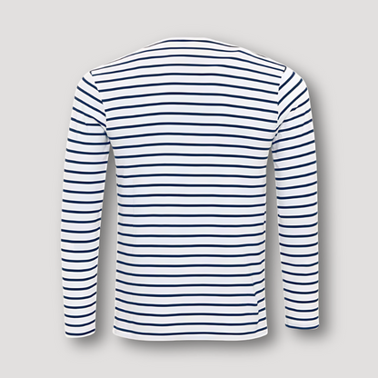 Vintage Blue Striped Henley Shirt Men