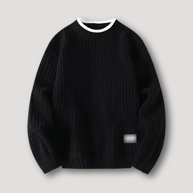 Wavy Ribbed Knit Textured Mock Neck Sweater