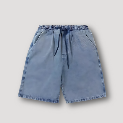 Vintage Washed Drawstring Baggy Denim Shorts for Men