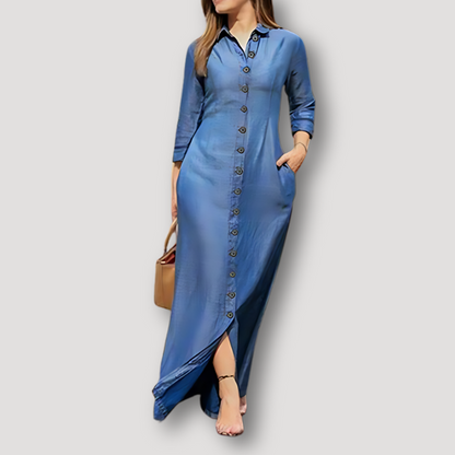 Denim dress long maxi online