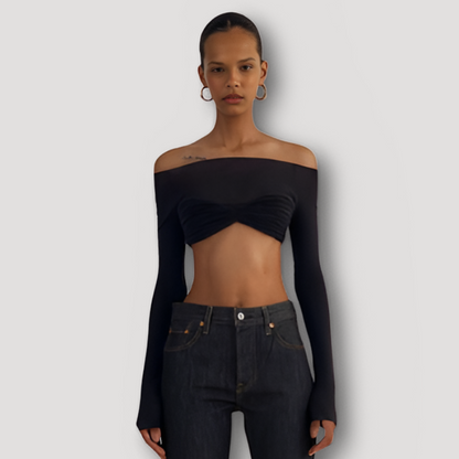 Sheer See Through Women Crop Mesh Top Long Sleeve