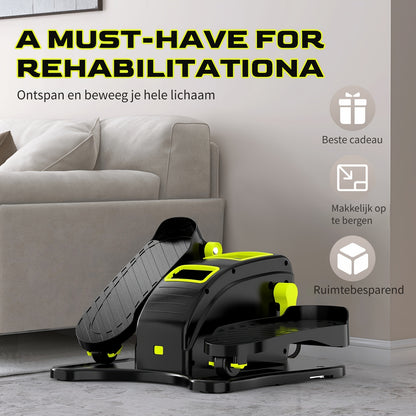 Under-Desk Elliptical Trainer – Electric Pedal Exerciser – 12 Speeds – For Seniors – With Resistance Bands – Black