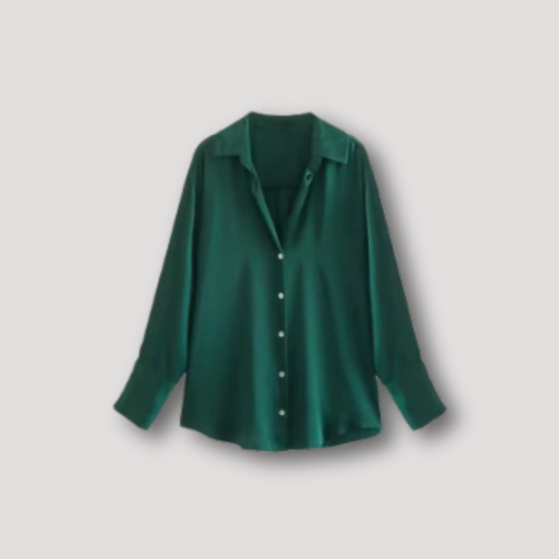 Long Sleeve Blouse Satin Shirt for Women