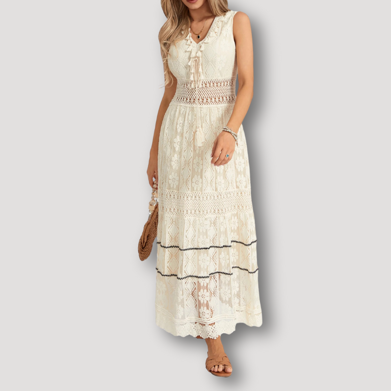 Sleeveless Lace V-neck Maxi Boho Dress Australia