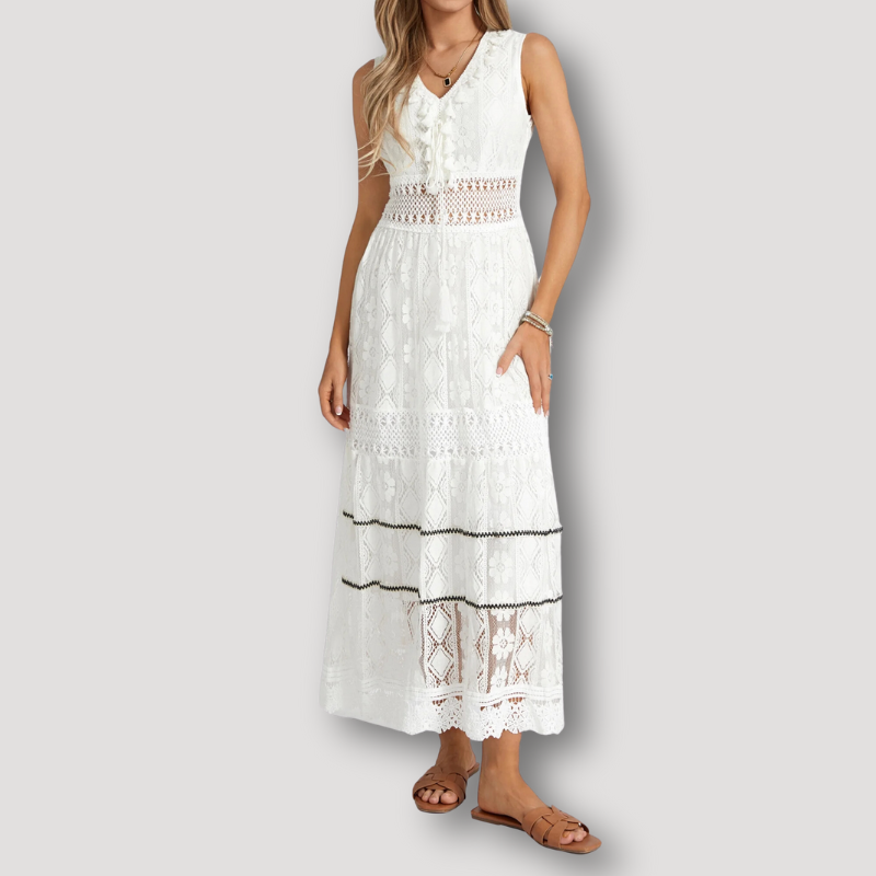 Sleeveless Lace V-neck Maxi Boho Dress Australia