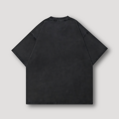 Black Washed Falling Person Oversized Graphic Tees