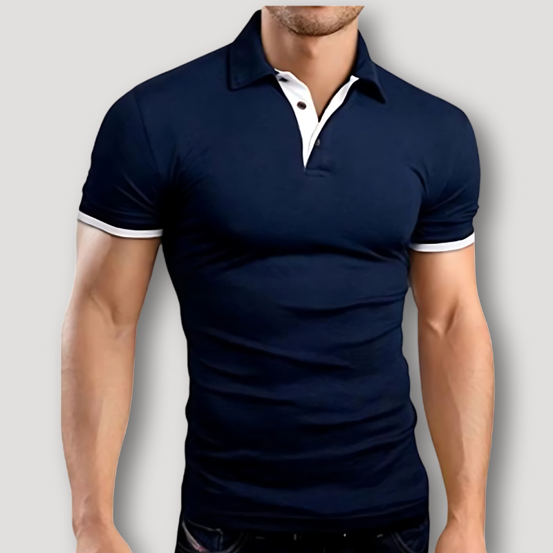 Contrast Trim Short Sleeve Slim Fit Polo Shirts on Men