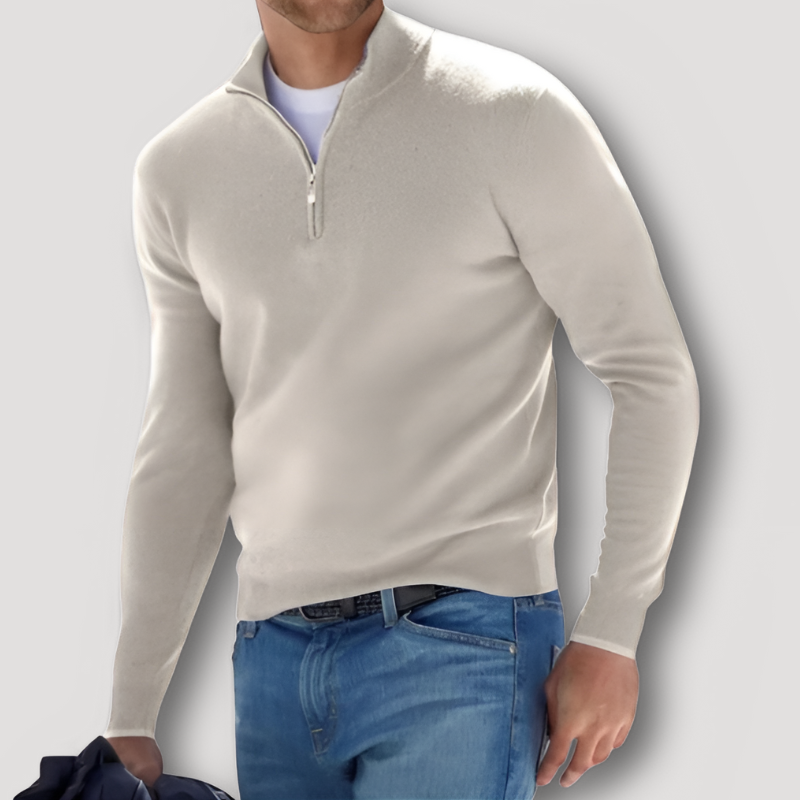 Solid Color Slim Fitted Half Zip Sweater for Men Sydneymode