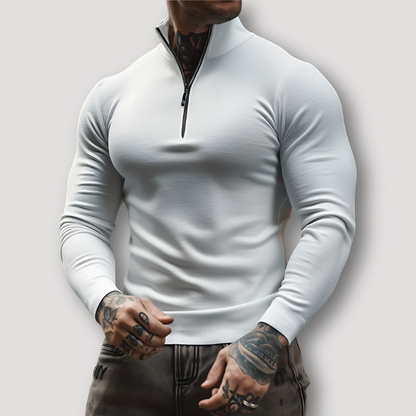 Men's Quarter Zip Muscle Fit Turtleneck Sweater