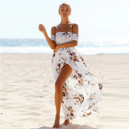 Off Shoulder Smocked Maxi Boho Dress Australia