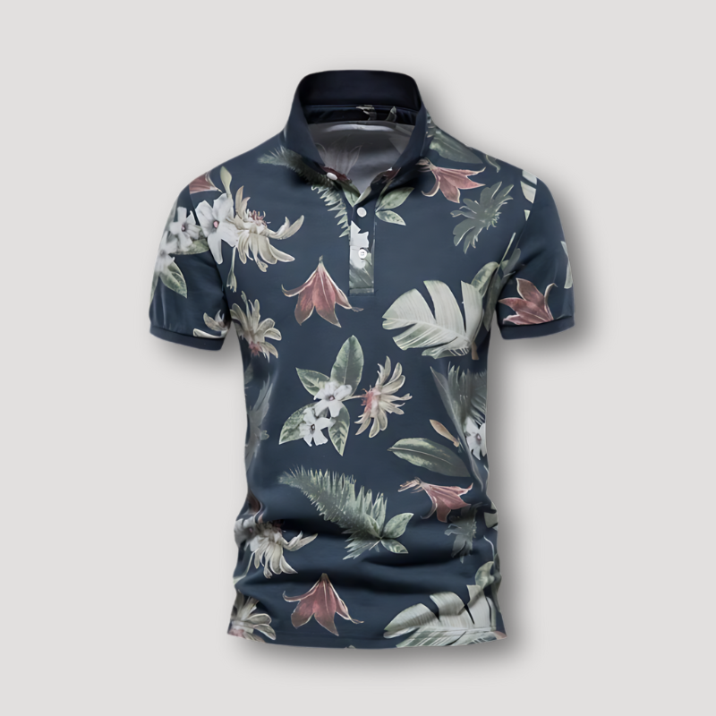 Summer Floral Tropical Short Sleeve Slim Fit Polo Shirt Sale