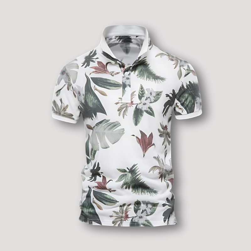 Summer Floral Tropical Short Sleeve Slim Fit Polo Shirt Sale