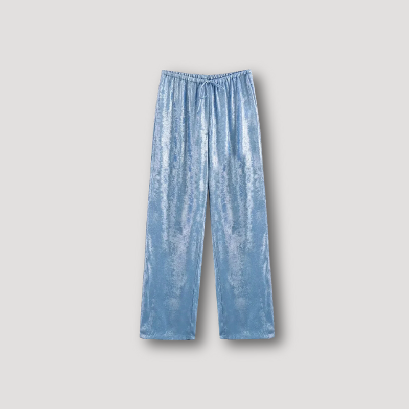 Women's Blue Wide Leg High Waisted Pants