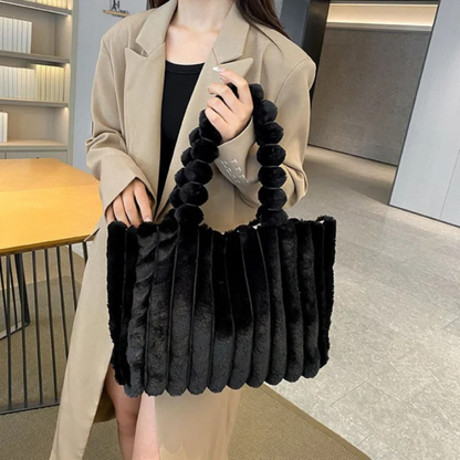 Faux Fur Handbag Fluffy Shoulder Tote Bag Women