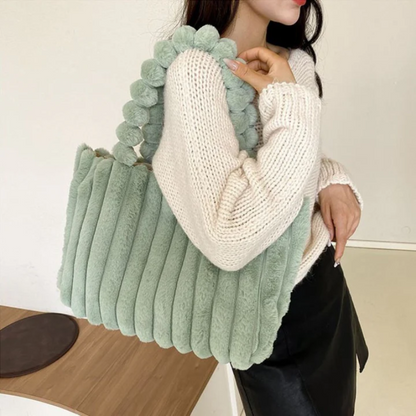 Faux Fur Handbag Fluffy Shoulder Tote Bag Women