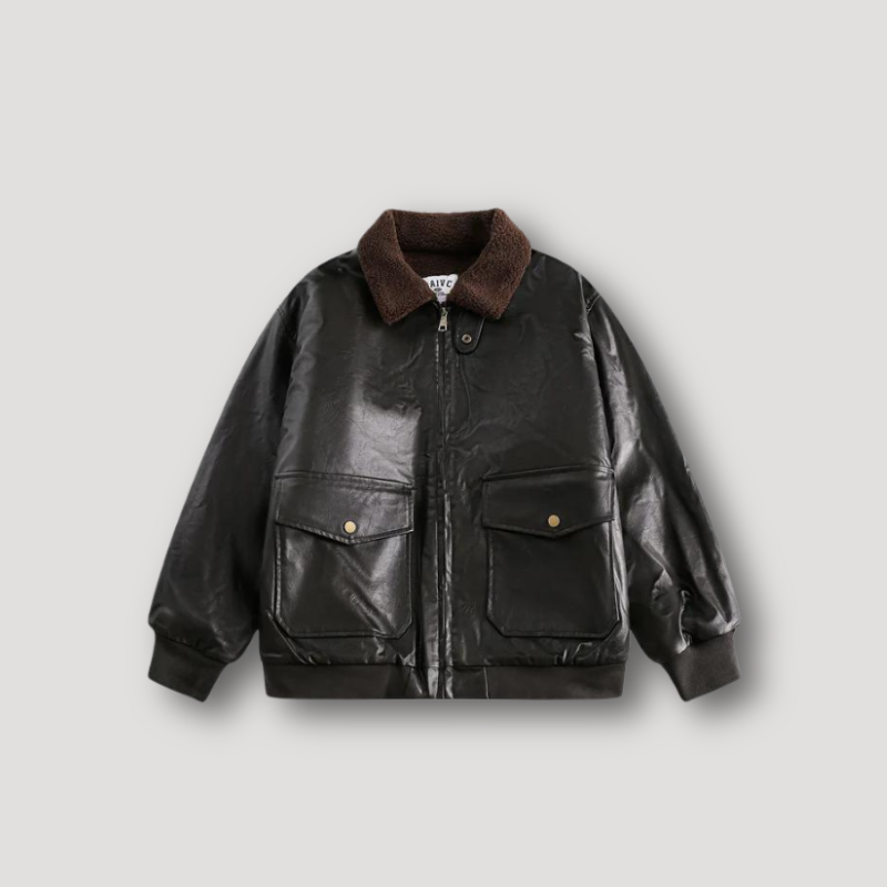 Fur Collar Leather Jacket Male