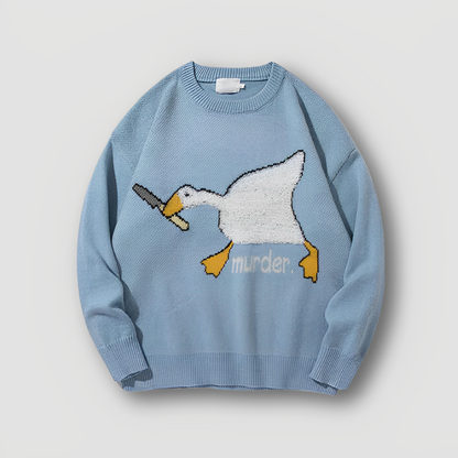 Murder Goose Duck Knitted Sweater Oversized