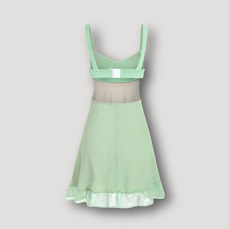 Ruffle Hem Sweetheart Neckline Pastel Green Mini Dress Australia