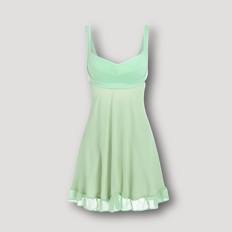 Ruffle Hem Sweetheart Neckline Pastel Green Mini Dress Australia