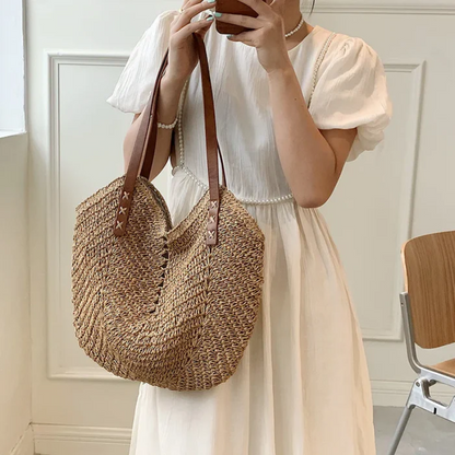 Rattan Casual Straw Woven Handbag Tote Bag