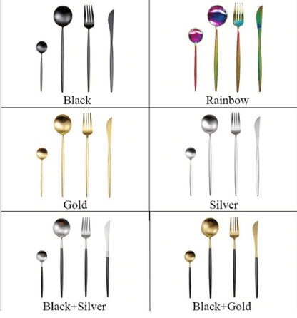 Luxury Cutlery Set – Stainless Steel Gold & Silver – 24 Pieces – Elegant Dining Flatware