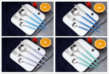 Luxury Cutlery Set – Stainless Steel Gold & Silver – 24 Pieces – Elegant Dining Flatware