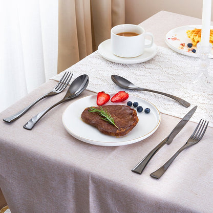 Black Stainless Steel Cutlery Set – Elegant Tableware – 24/42/48/84 Pieces – Durable & Dishwasher Safe