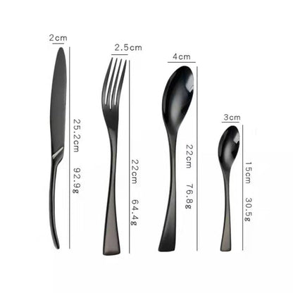 Black Stainless Steel Cutlery Set – Elegant Tableware – 24/42/48/84 Pieces – Durable & Dishwasher Safe