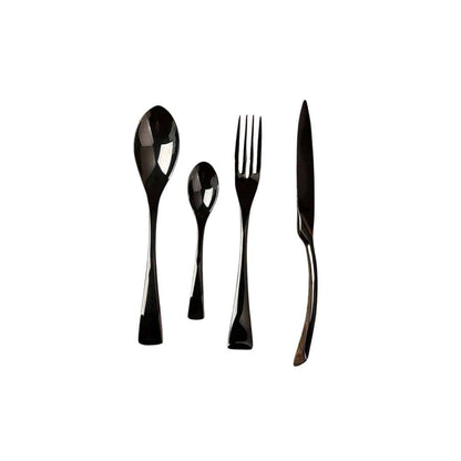 Black Stainless Steel Cutlery Set – Elegant Tableware – 24/42/48/84 Pieces – Durable & Dishwasher Safe