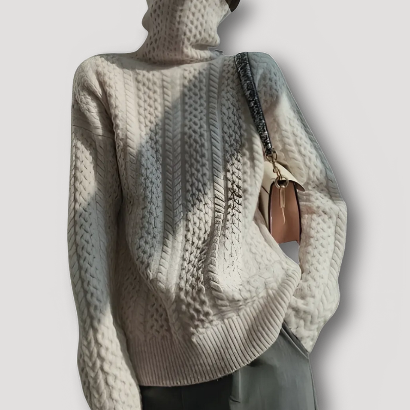 Cable Knit Turtleneck Cashmere Sweater Woman