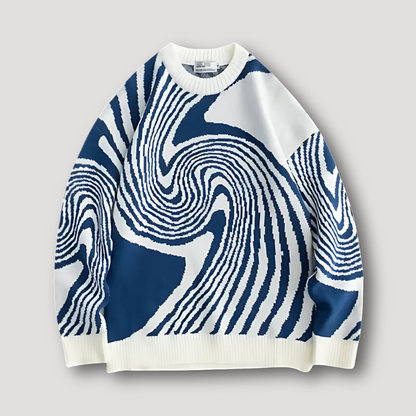 Bold Artistic Swirl Pattern Women Knit Sweater