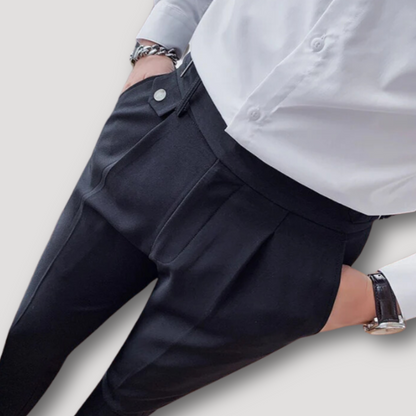 Business Casual Pleated Black Chino Pants