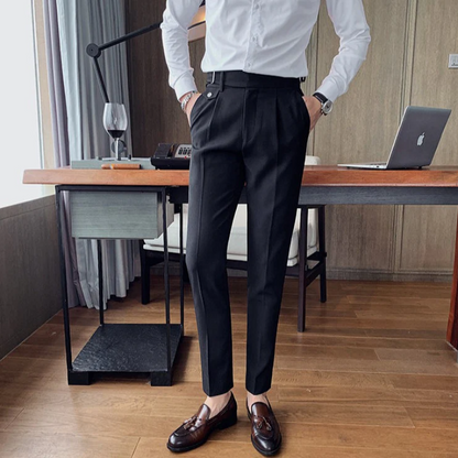 Business Casual Pleated Black Chino Pants