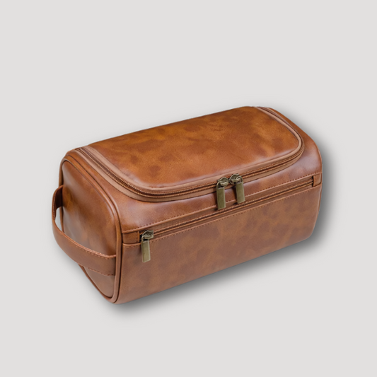 Travel Rectangular Shape Leather Toiletry Bag