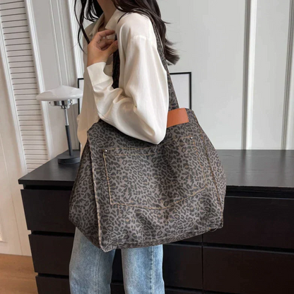 Large Capacity Shoulder Bag Leopard Print Handbag Tote Bag