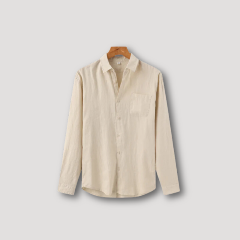 Relaxed Fit Long Sleeve Linen Shirt for Men