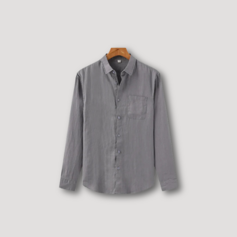 Relaxed Fit Long Sleeve Linen Shirt for Men