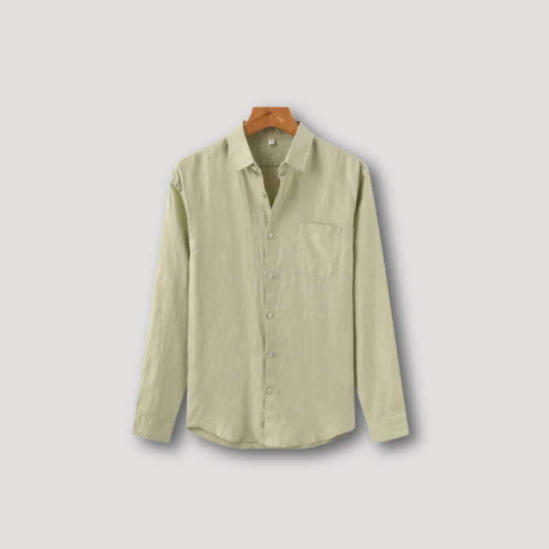 Relaxed Fit Long Sleeve Linen Shirt for Men