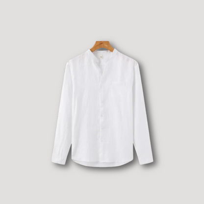 Relaxed Fit Long Sleeve Linen Shirt for Men