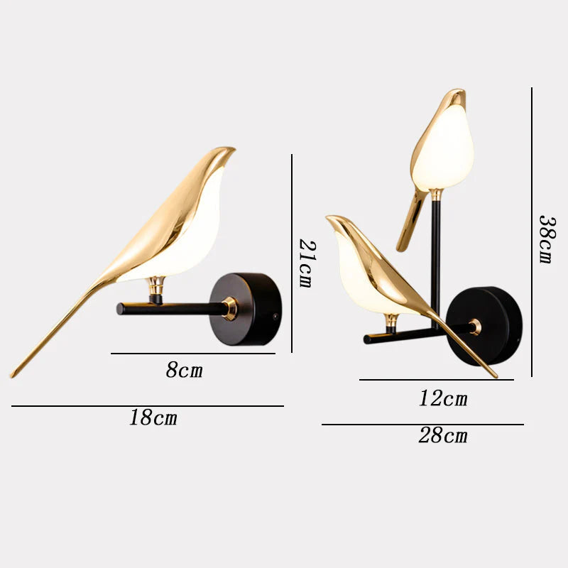 Modern Bird Shape Wall Light - Magnetically Operated - Energy Efficient