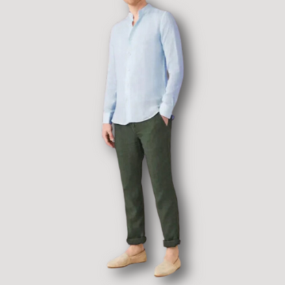 Green Linen Pants Chinos Trousers for Men