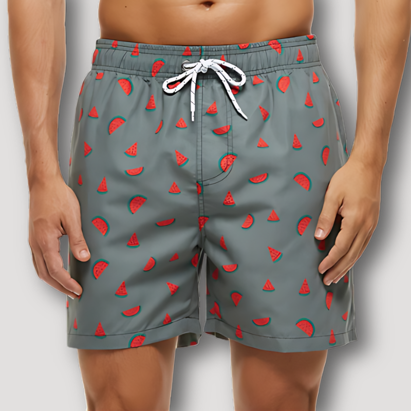 Summer Beachwear Drawstring Swim Board Shorts for Men