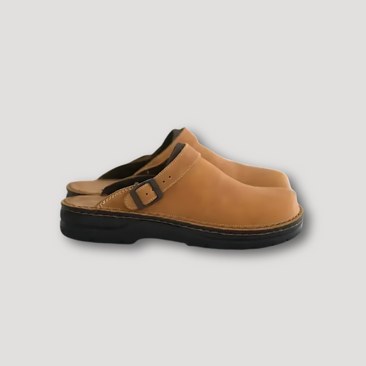 Slip On Buckle Closure Leather Clogs for Men