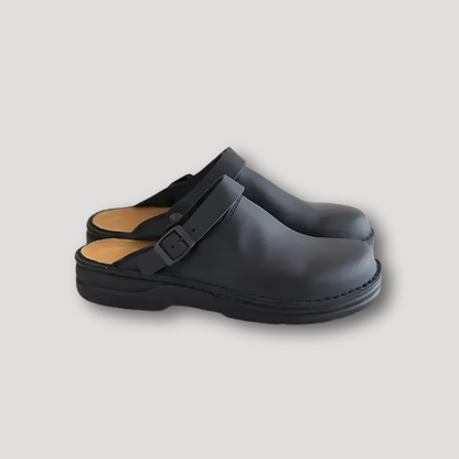 Slip On Buckle Closure Leather Clogs for Men