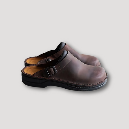 Slip On Buckle Closure Leather Clogs for Men