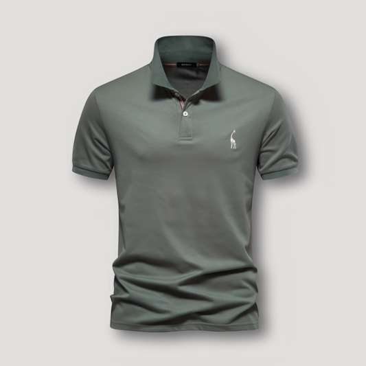 Solid Color Deer Embroidered Short Sleeve Polo Shirts on Men