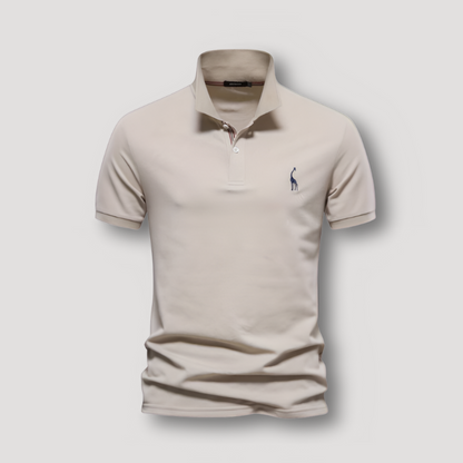 Solid Color Deer Embroidered Short Sleeve Polo Shirts on Men