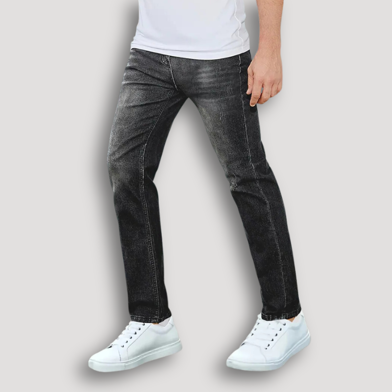 Casual High Street Washed Faded Denim Slim Fit Jeans